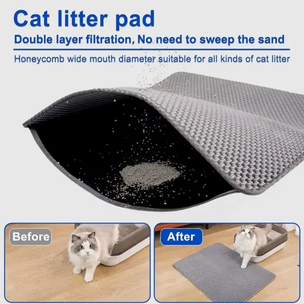 Doppelschichtige Katzenstreu-Matte, rutschfest, wasserdicht, Katzenmatte, Haustier, saubere Katzennatte, Katzentoilettenmatte, Haustier, saubere Katzentoilettenmatte - Image 3