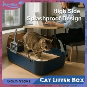 Verdickte Katzentoilette, halbgeschlossen, spritzwassergeschützt, Bettpfannen für Haustiere für mehrere Katzenhäuser, langlebiges Katzentoilett mit Schaufel, Heimtierbedarf