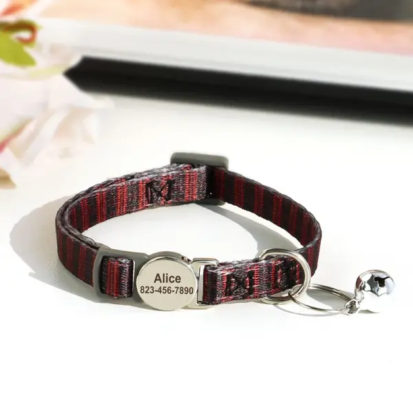 Personalisiertes bedrucktes Katzenhalsband, verstellbare Kätzchen-Welpenhalsbänder mit kostenlos graviertem ID-Namensschild, Glocke, Anti-Verlust-Katzenhalsbänder - Image 34