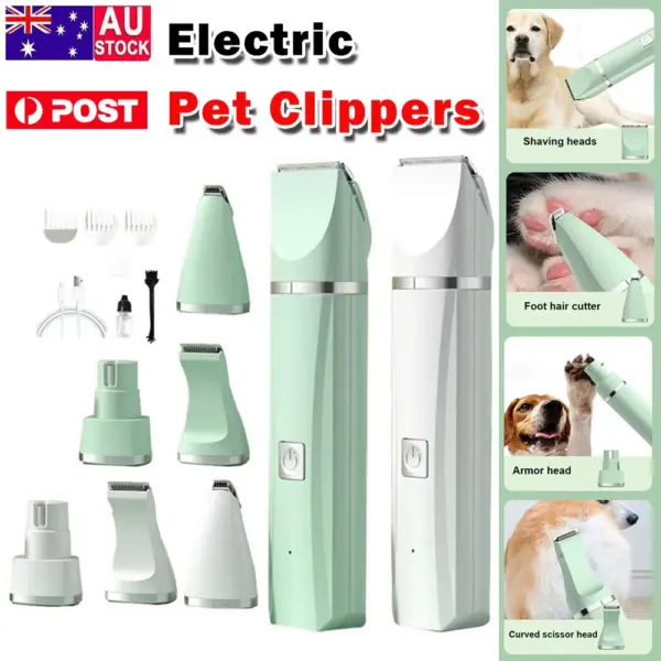 4-in-1 multifunktionale elektrische Hundeknipser für die Pflege Akku-Hunderasierer Clippers Trimmer Geräuscharme Hundesalonwerkzeuge