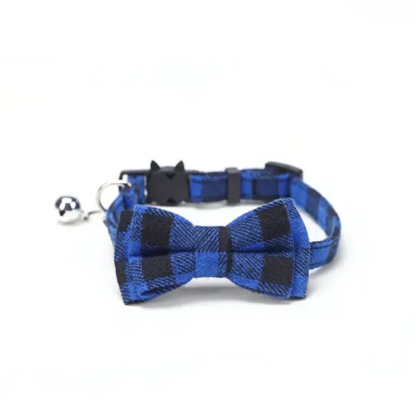 Haustier Breakaway Katzenhalsband Fliege und Glocke Niedliches kariertes Weihnachtsrotes elastisches verstellbares Hundehalsband mit Schärpe Kleine Glocke für Katzen - Image 16