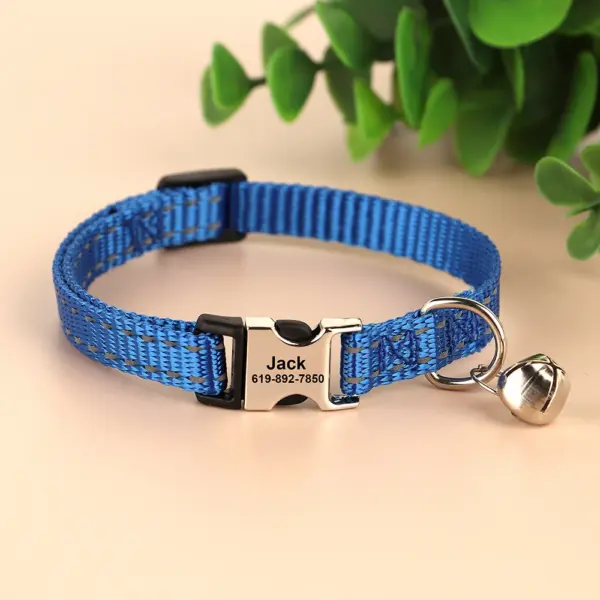 Personalisiertes bedrucktes Katzenhalsband, verstellbare Kätzchen-Welpenhalsbänder mit kostenlos graviertem ID-Namensschild, Glocke, Anti-Verlust-Katzenhalsbänder - Image 45