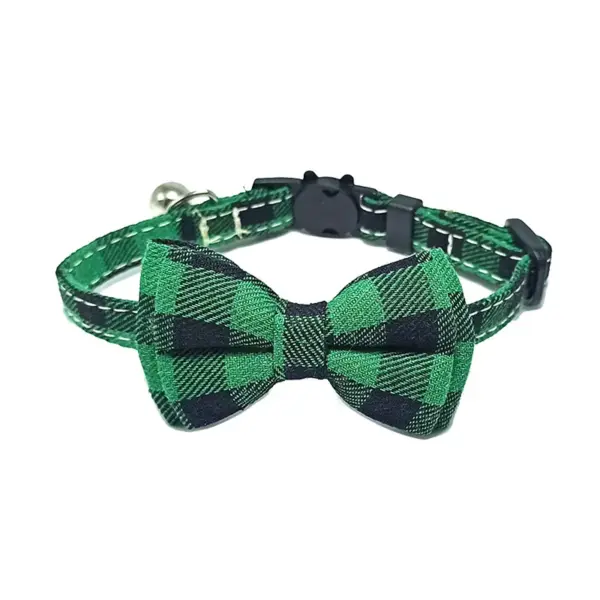 Haustier Breakaway Katzenhalsband Fliege und Glocke Niedliches kariertes Weihnachtsrotes elastisches verstellbares Hundehalsband mit Schärpe Kleine Glocke für Katzen - Image 11