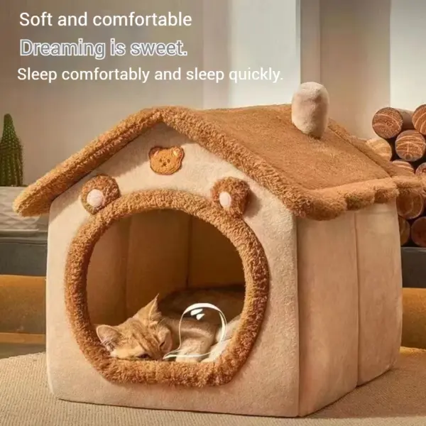 Warmes Hundehaus für den Innenbereich, weiches Haustierbett, Zelthaus, Hundehütte, Katzenbett mit abnehmbarem Kissen, geeignet für kleine, mittelgroße und große Haustiere - Image 5
