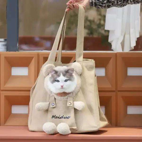 Pet Carriers Canvas Bag Tragbare Tragetasche Atmungsaktive Tasche Katze Hund Tragetaschen Ausgehende Reise Haustiere Handtasche Transport Umhängetasche - Image 3