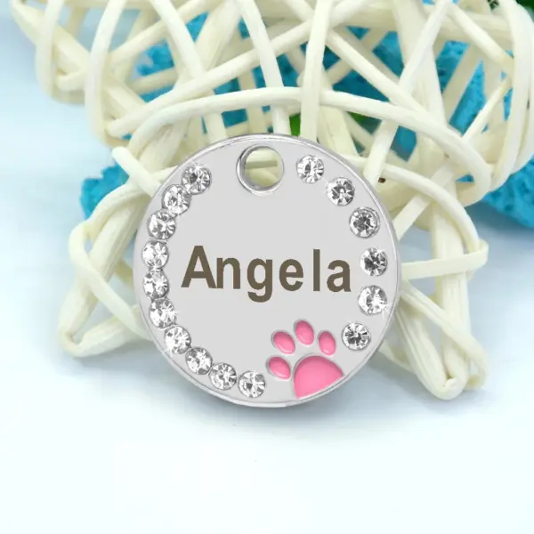 Personalisiertes Namensschild für Hunde und Katzen, glitzernde Strasssteine, Welpen, Kätzchen, Anti-Verlust-Haustierhalsband, Zubehör, kostenlose gravierte Haustierprodukte - Image 32