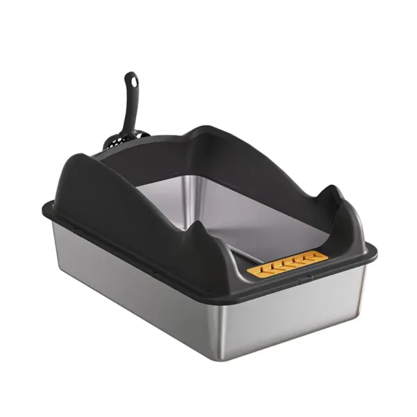 20 cm lange Katzentoilette aus Edelstahl, halbgeschlossen, auslaufsicher und geruchsdicht, leicht zu reinigen. Geeignet für mehrere Katzenhaushalt - Image 8