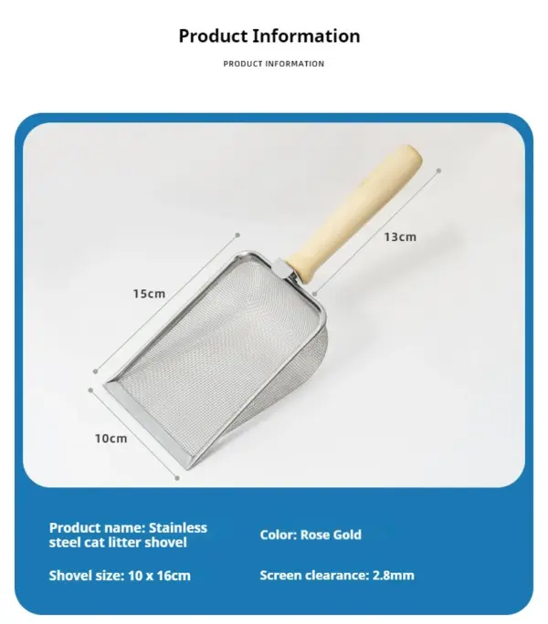 Feinmaschige Katzenstreu schaufel Metallgitter Katzenstreu schaufel Siever Holzgriff Sands chaufel Reinigung Kot Haustier Reinigungs werkzeug - Image 15