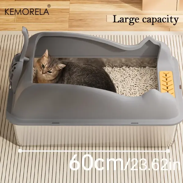 KEMORELA Katzentoilette aus Edelstahl, extra große, hochseitige Katzentoilette aus Metall für große Katzen, antihaftbeschichtet, geruchshemmend, auslaufsicher - Image 10