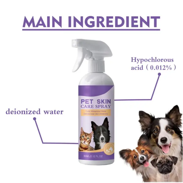 2024 Neues Haustier-Linderungs-Hautspray, lindert Juckreiz bei Hunden und Katzen, Milben entfernend, juckreizlindernd, 60 ml
