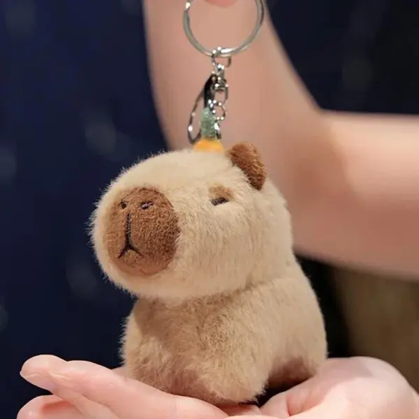 Capybara Plüschtier Anhänger Capybara Plüschtier Schlüsselanhänger Kawaii Tasche Schlüsselanhänger Niedlicher Hund Katze Puppen Autodekoration Weihnachtsgeschenk - Image 2