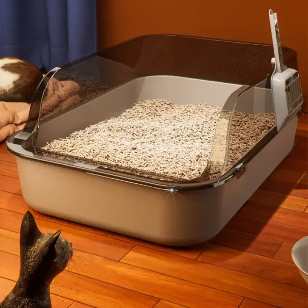 2025, neue Katzen-Sandkasten, Katzentoilette, große Kapazität, offene Katzentoilette, Kunststoff, spritzwassergeschützt, Katzentoilette, Bettpfanne, Reinigung, Badebecken, S - Image 5