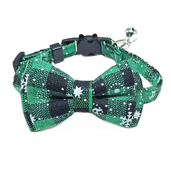 Haustier Breakaway Katzenhalsband Fliege und Glocke Niedliches kariertes Weihnachtsrotes elastisches verstellbares Hundehalsband mit Schärpe Kleine Glocke für Katzen - Image 20