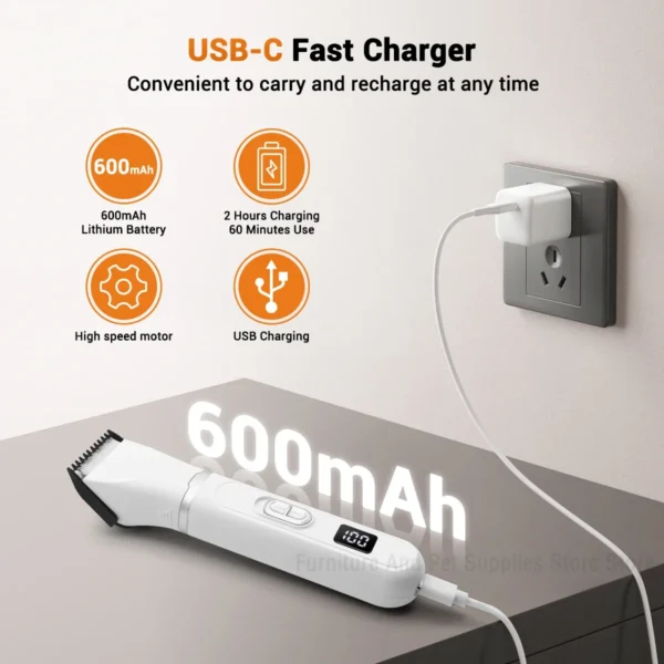 Dog Hair Clippers Grooming Electric Pet Clipper Professional Silent Hair Cutter USB Rechargeable Pet Grooming Clipper - Image 6