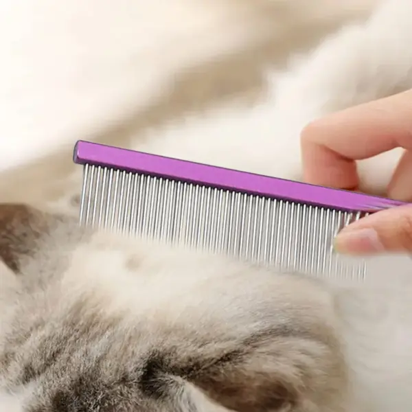 Welpen-Pflegekamm, Groomer für Hunde, Metall-Groomer, Haustierkämme, Haarbürste, Katzen- und Hundepflegekämme, scharfe Schwanzreihe für Hunde und Katzen - Image 3