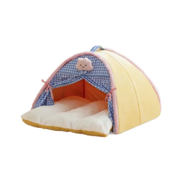 Luxurious Semi-Enclosed Cat Dog Kennel Bed, Teepee Tent Mattress, Cute Decorative PP Cotton Filling, Warm Breathable, All Season - Image 7