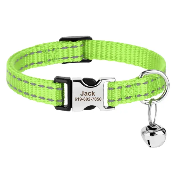 Personalisiertes bedrucktes Katzenhalsband, verstellbare Kätzchen-Welpenhalsbänder mit kostenlos graviertem ID-Namensschild, Glocke, Anti-Verlust-Katzenhalsbänder - Image 21