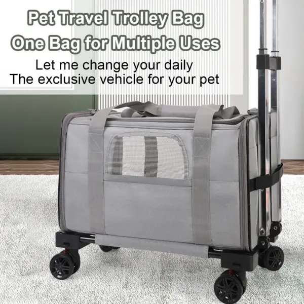 Haustier Trolley Tasche abnehmbarer Roll träger für kleine Hunde Katzen tragbare Reise träger mit Teleskop griff und Schulter gurt - Image 5