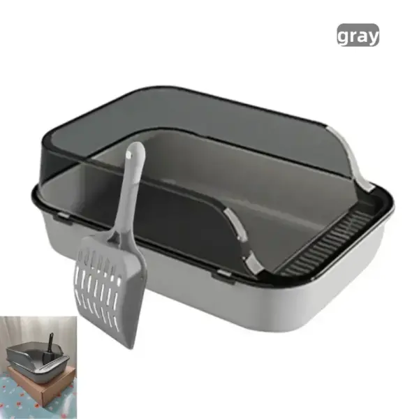 Katzentoilette-Set, großer Zaun, halbgeschlossene Katzentoilette, verdickte Katzentoilette mit Katzenstreuschaufel, Heimtierbedarf, Katzenstreu - Image 3