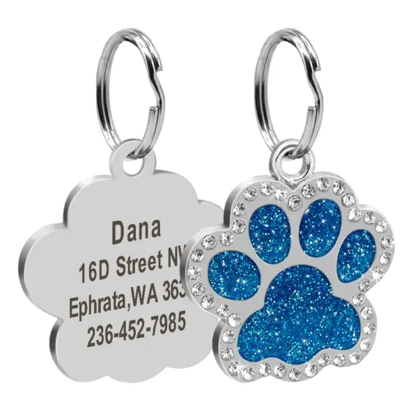 Personalisiertes Namensschild für Hunde und Katzen, glitzernde Strasssteine, Welpen, Kätzchen, Anti-Verlust-Haustierhalsband, Zubehör, kostenlose gravierte Haustierprodukte - Image 7