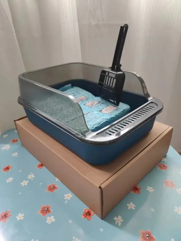 Katzentoilette-Set, großer Zaun, halbgeschlossene Katzentoilette, verdickte Katzentoilette mit Katzenstreuschaufel, Heimtierbedarf, Katzenstreu - Image 12