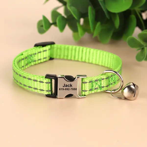 Personalisiertes bedrucktes Katzenhalsband, verstellbare Kätzchen-Welpenhalsbänder mit kostenlos graviertem ID-Namensschild, Glocke, Anti-Verlust-Katzenhalsbänder - Image 48