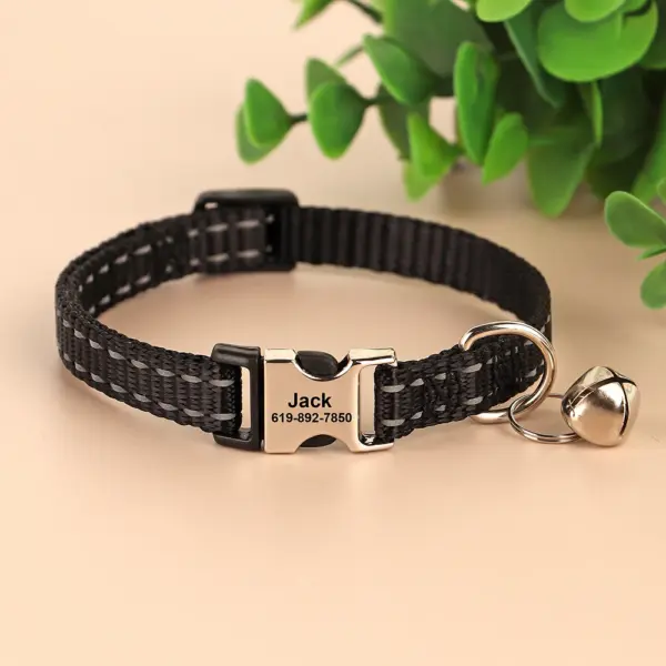 Personalisiertes bedrucktes Katzenhalsband, verstellbare Kätzchen-Welpenhalsbänder mit kostenlos graviertem ID-Namensschild, Glocke, Anti-Verlust-Katzenhalsbänder - Image 43