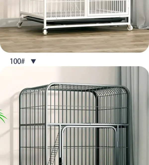 Katzen käfig Villa Hund Haustier Hunde käfige Haus auslaufs ichere Pfanne Metall Hunde kiste mit Tür abnehmbare Tablett Zwinger auf Rädern Haustier möbel - Image 46
