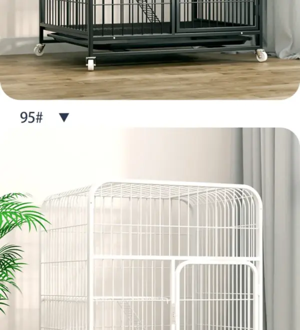 Katzen käfig Villa Hund Haustier Hunde käfige Haus auslaufs ichere Pfanne Metall Hunde kiste mit Tür abnehmbare Tablett Zwinger auf Rädern Haustier möbel - Image 45