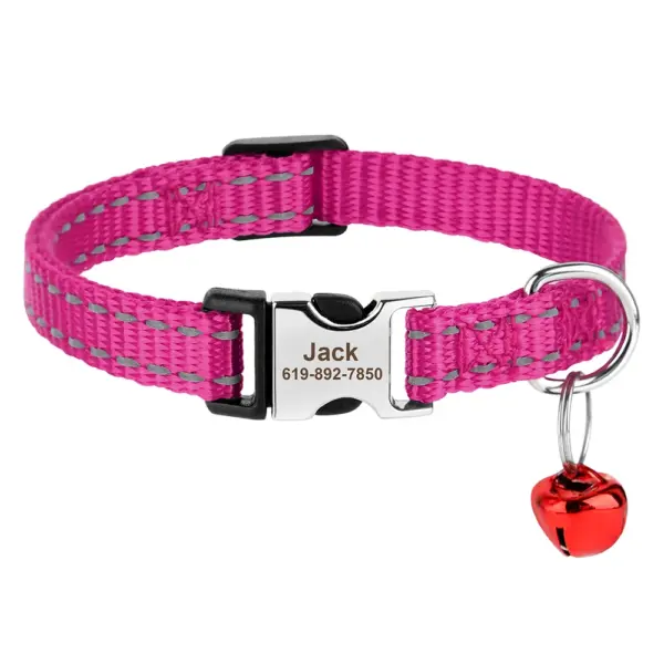 Personalisiertes bedrucktes Katzenhalsband, verstellbare Kätzchen-Welpenhalsbänder mit kostenlos graviertem ID-Namensschild, Glocke, Anti-Verlust-Katzenhalsbänder - Image 26