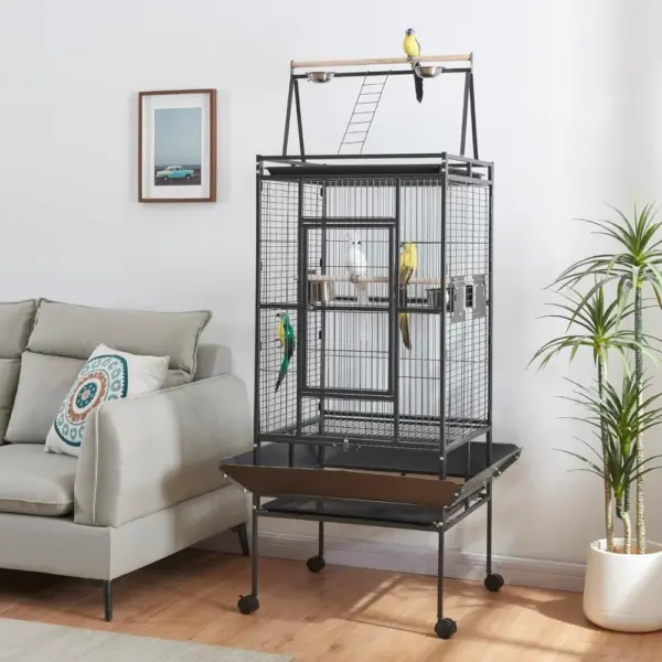 Große Vogelkäfige, Papageienkäfig, breiter Flugkäfig aus Metall für Wellensittiche, Sittiche, Sittiche, mit rollenden Ständerrädern - Image 2