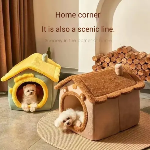 Warmes Hundehaus für den Innenbereich, weiches Haustierbett, Zelthaus, Hundehütte, Katzenbett mit abnehmbarem Kissen, geeignet für kleine, mittelgroße und große Haustiere - Image 12