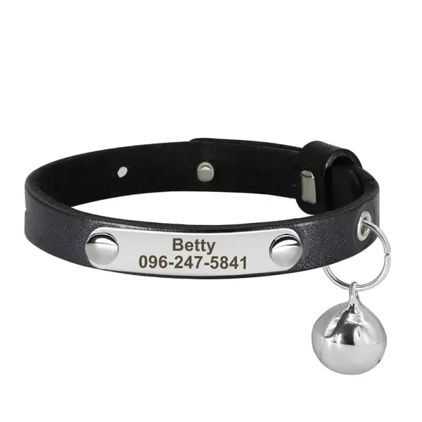 Personalisiertes Katzenhalsband, verstellbares Leder, Haustier-Katzenhalsbänder, Halskette, individuelle Namenshalsbänder für Welpen und Kätzchen, Anti-Verlust-Katzen-Zubehör - Image 19