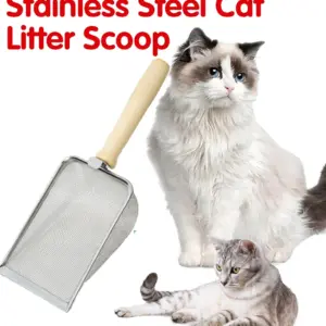 Feinmaschige Katzenstreu schaufel Metallgitter Katzenstreu schaufel Siever Holzgriff Sands chaufel Reinigung Kot Haustier Reinigungs werkzeug