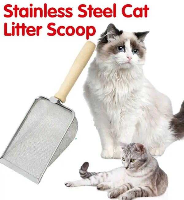Feinmaschige Katzenstreu schaufel Metallgitter Katzenstreu schaufel Siever Holzgriff Sands chaufel Reinigung Kot Haustier Reinigungs werkzeug