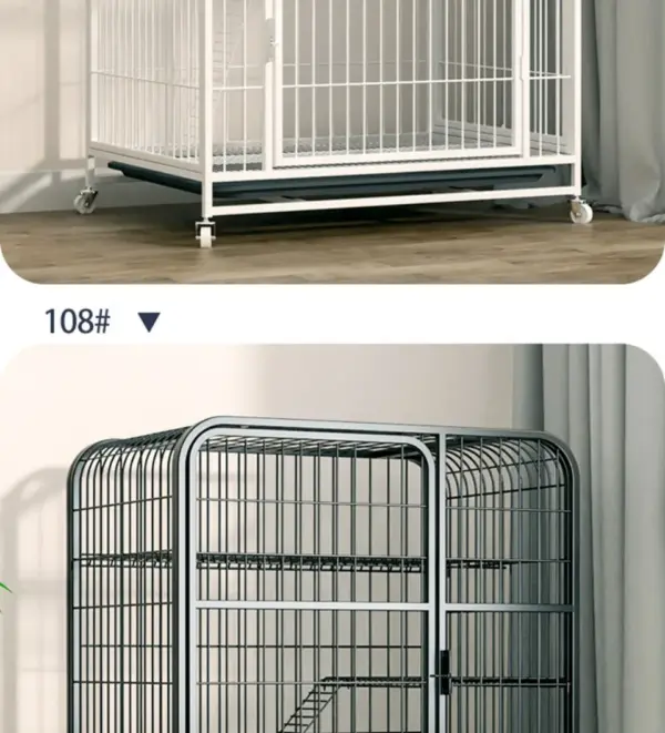 Katzen käfig Villa Hund Haustier Hunde käfige Haus auslaufs ichere Pfanne Metall Hunde kiste mit Tür abnehmbare Tablett Zwinger auf Rädern Haustier möbel - Image 48