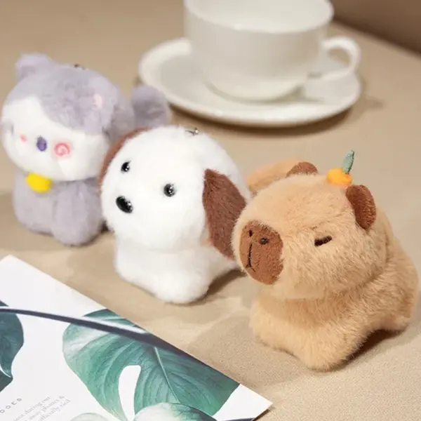 Capybara Plüschtier Anhänger Capybara Plüschtier Schlüsselanhänger Kawaii Tasche Schlüsselanhänger Niedlicher Hund Katze Puppen Autodekoration Weihnachtsgeschenk - Image 20