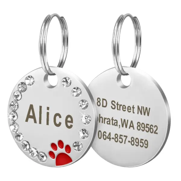 Personalisiertes Namensschild für Hunde und Katzen, glitzernde Strasssteine, Welpen, Kätzchen, Anti-Verlust-Haustierhalsband, Zubehör, kostenlose gravierte Haustierprodukte - Image 24