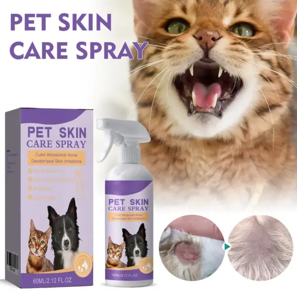2024 Neues Haustier-Linderungs-Hautspray, lindert Juckreiz bei Hunden und Katzen, Milben entfernend, juckreizlindernd, 60 ml - Image 2