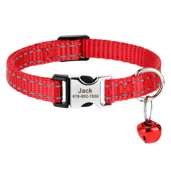 Personalisiertes bedrucktes Katzenhalsband, verstellbare Kätzchen-Welpenhalsbänder mit kostenlos graviertem ID-Namensschild, Glocke, Anti-Verlust-Katzenhalsbänder - Image 25