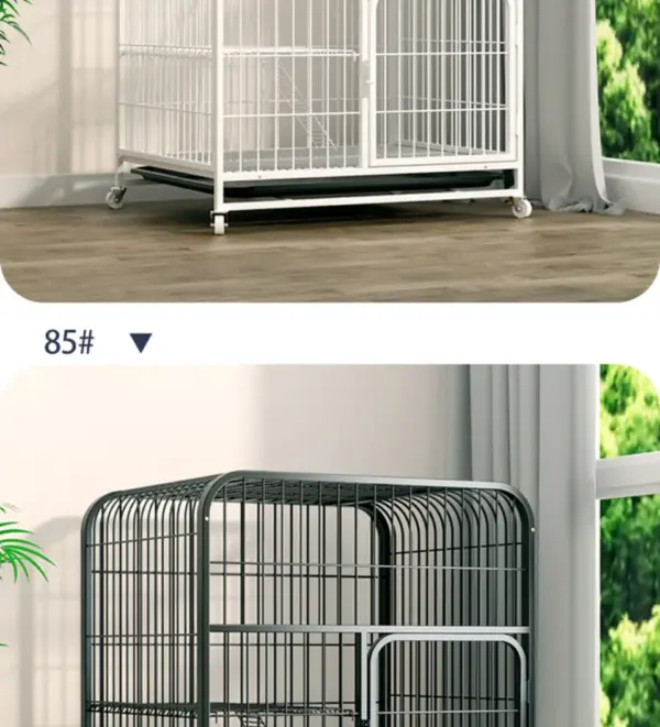 Katzen käfig Villa Hund Haustier Hunde käfige Haus auslaufs ichere Pfanne Metall Hunde kiste mit Tür abnehmbare Tablett Zwinger auf Rädern Haustier möbel - Image 44