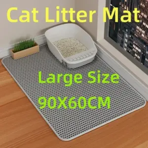90 x 60 cm große Katzenstreu-Matte, wasserdicht, doppellagig, rutschfest, Katzentoilette, Tablett-Pad, waschbar, langlebig, Haustier-WC-Trainingsmatte