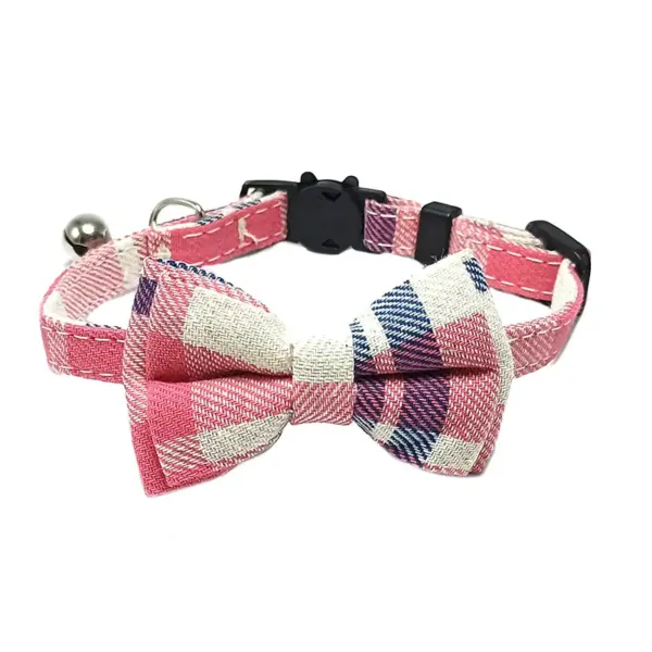 Haustier Breakaway Katzenhalsband Fliege und Glocke Niedliches kariertes Weihnachtsrotes elastisches verstellbares Hundehalsband mit Schärpe Kleine Glocke für Katzen - Image 19