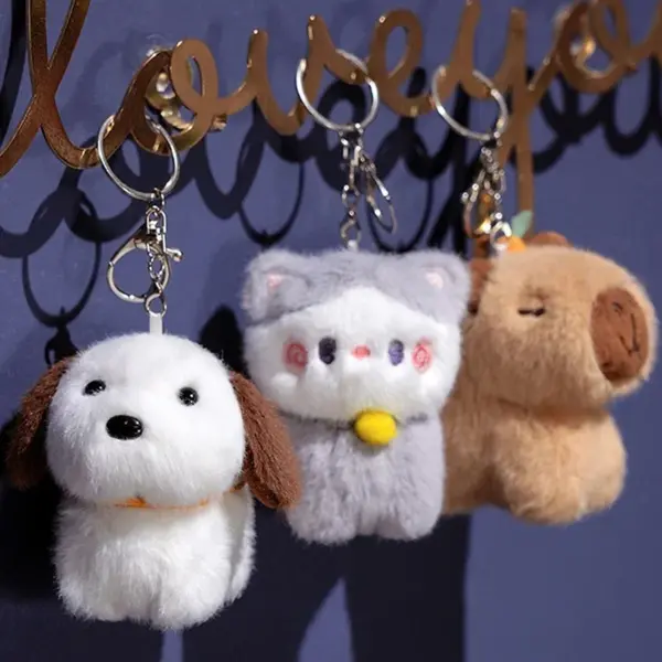 Capybara Plüschtier Anhänger Capybara Plüschtier Schlüsselanhänger Kawaii Tasche Schlüsselanhänger Niedlicher Hund Katze Puppen Autodekoration Weihnachtsgeschenk - Image 14