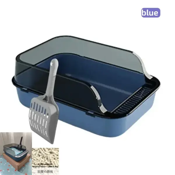 Katzentoilette-Set, großer Zaun, halbgeschlossene Katzentoilette, verdickte Katzentoilette mit Katzenstreuschaufel, Heimtierbedarf, Katzenstreu - Image 5