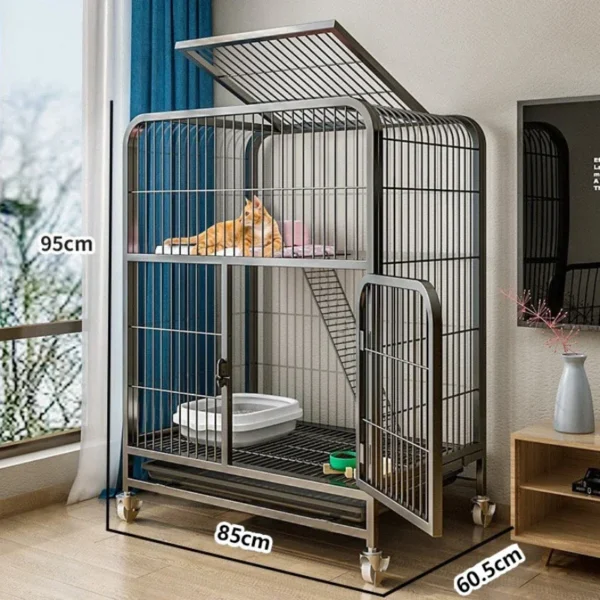 Cat Cage Villa Dog Pet Dog Cages House Leak-Proof Pan Metal Dog Crate With Door Removable Tray Kennel On Wheels Pet  Furniture - Image 11
