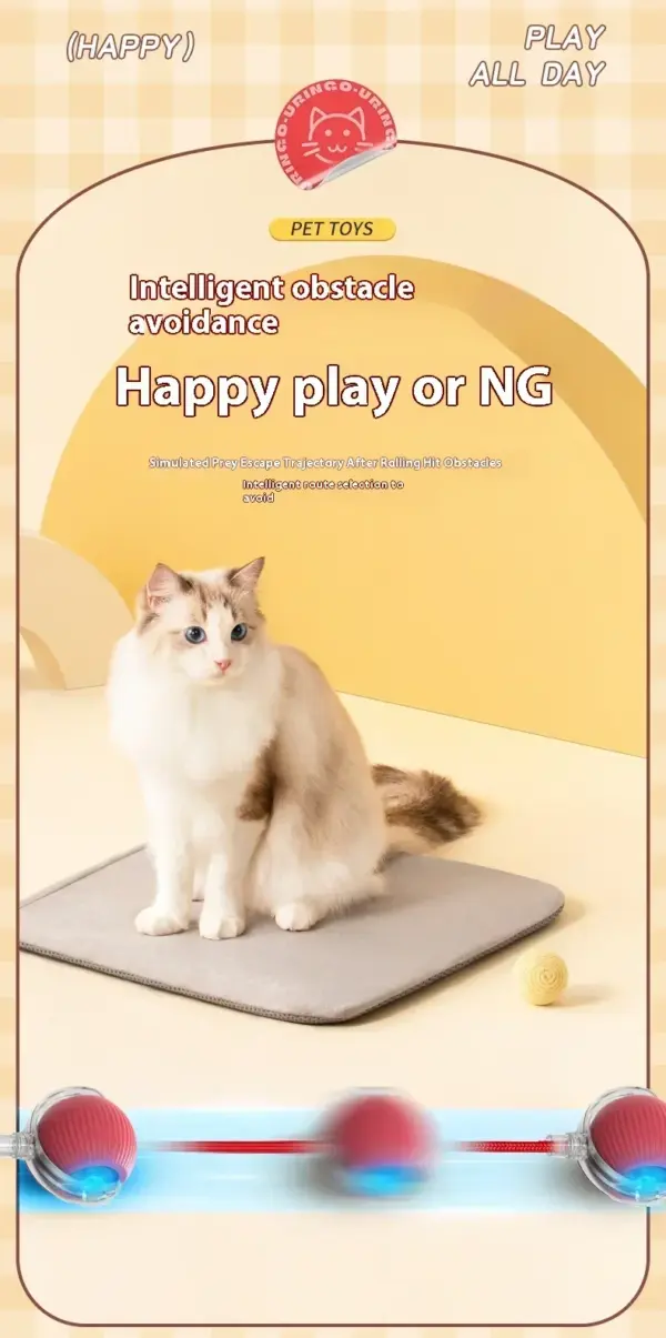 Interaktiver Spielzeugball für Katzen, Katzenspielzeug, interaktiver automatischer elektrischer Rollball, Spielzeug für Katzen, Haustierprodukte, Zubehör, Dinge - Image 12