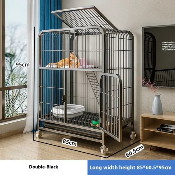 Cat Cage Villa Dog Pet Dog Cages House Leak-Proof Pan Metal Dog Crate With Door Removable Tray Kennel On Wheels Pet  Furniture - Image 4