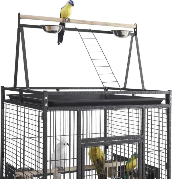 Große Vogelkäfige, Papageienkäfig, breiter Flugkäfig aus Metall für Wellensittiche, Sittiche, Sittiche, mit rollenden Ständerrädern - Image 5