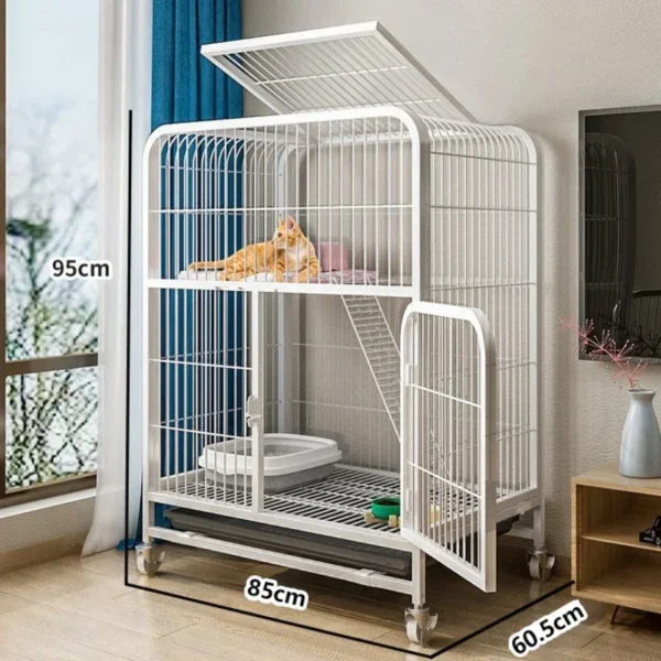 Cat Cage Villa Dog Pet Dog Cages House Leak-Proof Pan Metal Dog Crate With Door Removable Tray Kennel On Wheels Pet  Furniture - Image 7